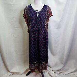Simply Emma Blue Bohemian Midi Dress Size 1X